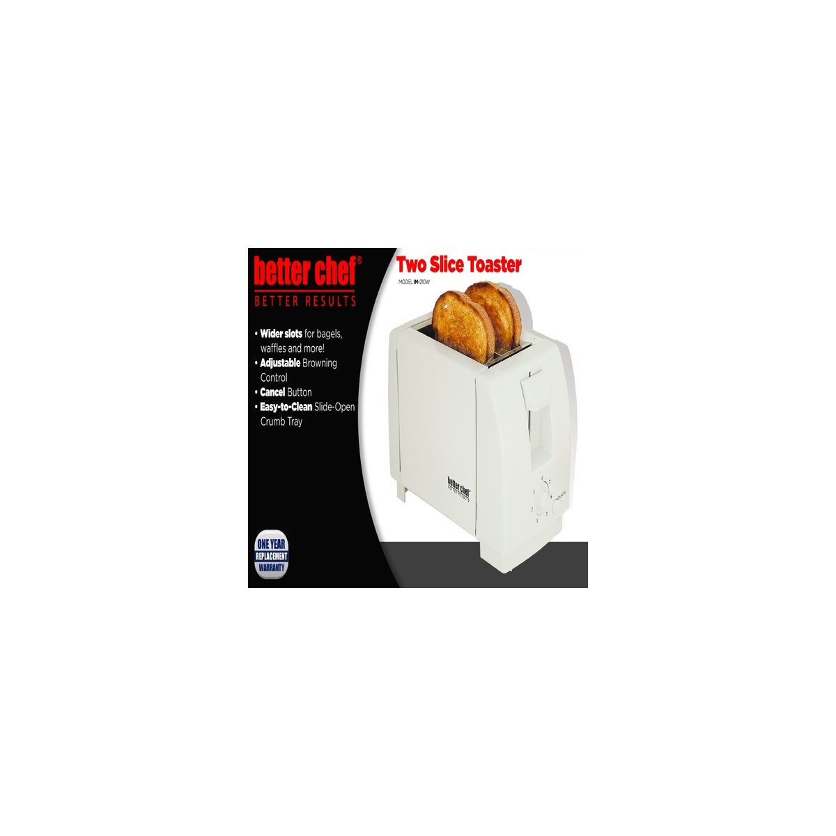 Wideslot 2slice toaster with slideout crumb tray WHITE small