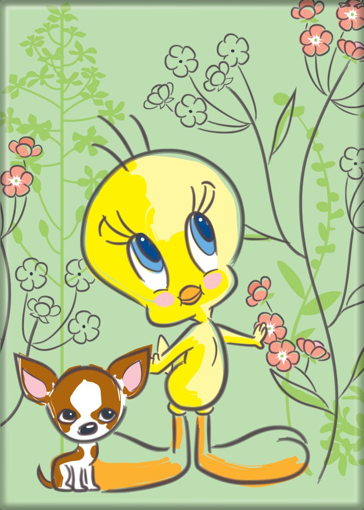 Looney Tunes Tweety on Grn with Dog Magnet - looney tunes | Ata