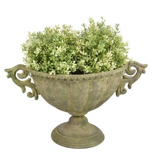 Aged Metal Green urn oval S. A
