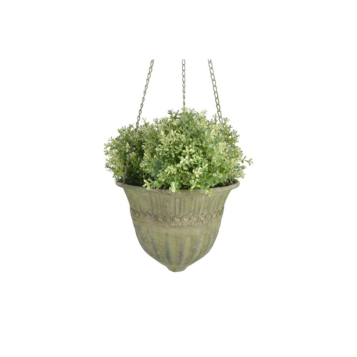 Aged Metal Green Hanging Basket L