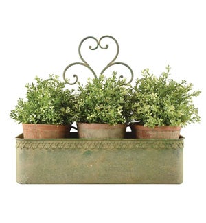 Aged Metal Green wall planter