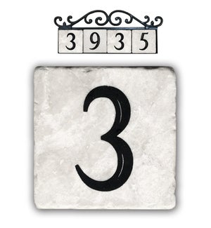 "3,classic marble number tile"