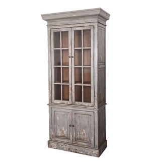 Tall Glass cabinet- Rustic Grey