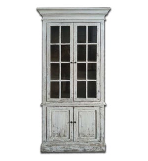 Tall Glass cabinet- Rustic White