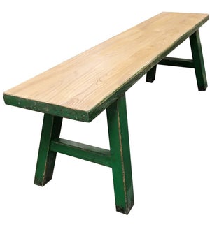 "Midwich Natural 2 Tone Bench, Natural/Green"