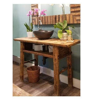 Skinny Long Vintage Console Table with Storage Component