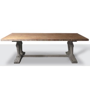 "Long Recycled Old Pine Dining Table, Rustic Grey Finish"