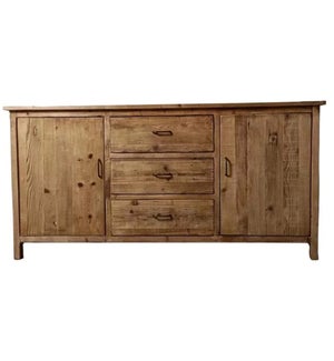 "Recycled Old Pine Buffet Table, 2 Doors & 3 Drawers,Natural"