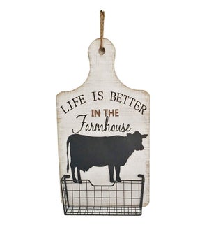 "Farmhouse Cow Wall Basket, On Sale"