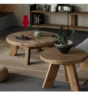 "Reclaimed Wooden Round Coffee Table,10% OFF"