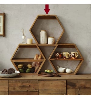 Reclaimed Wooden Hexagon Shelf