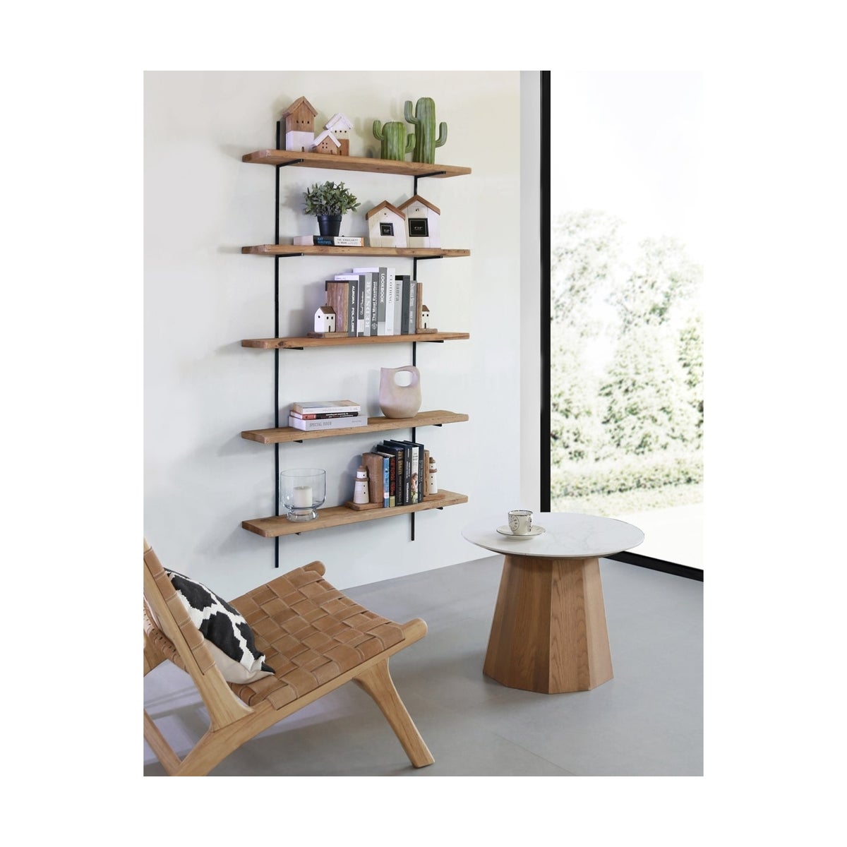 Reclaimed Wooden Floating 5-Shelf Ladder Shelves
