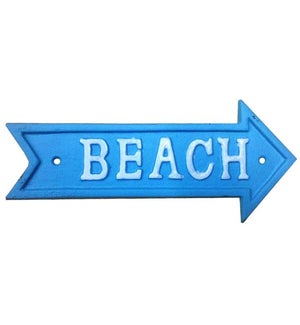 Beach Arrow Sign White on Blue