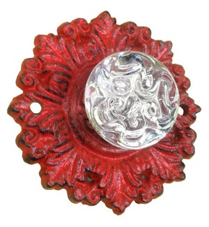 "Red Cast Iron Glass Drawer, On Sale"