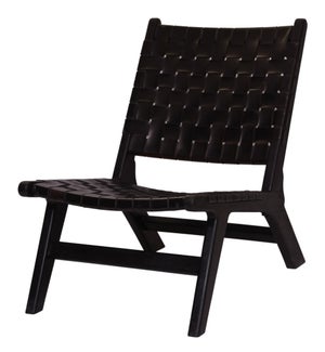 "Leather Braided Lounge Chair, Black"