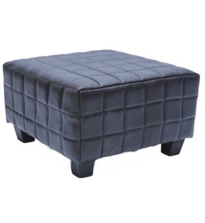 "Quilted Leather Stool, Black"