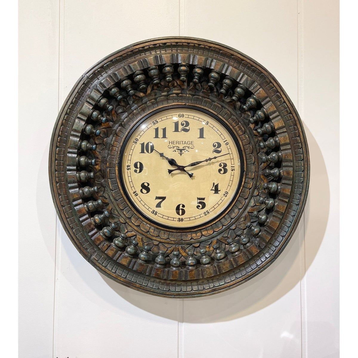 "Hand Carved Clock, 24 inch, 30% Off"
