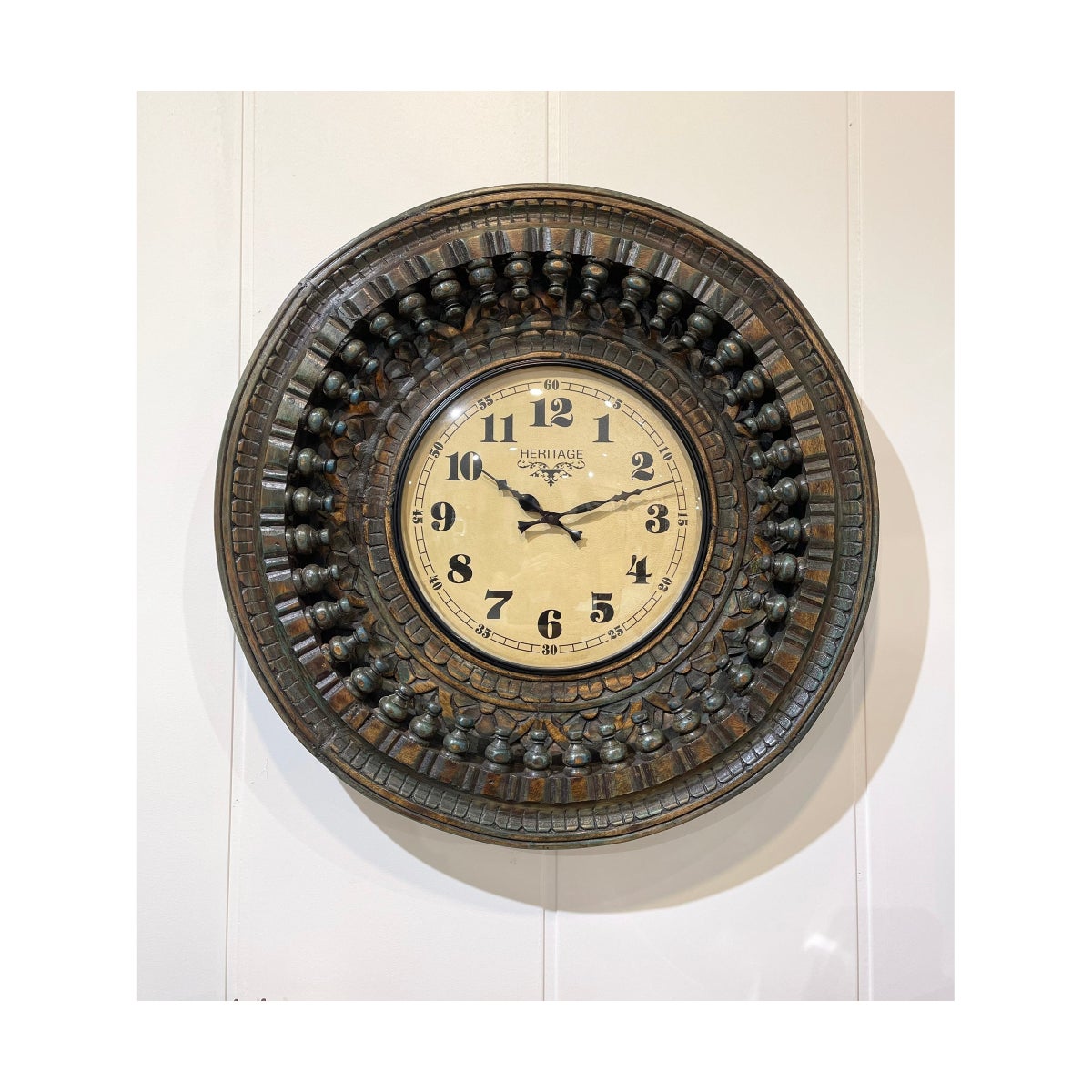 "Hand Carved Clock, 24 inch, 30% Off"