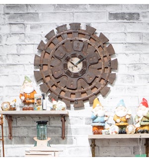 "Wooden Spinning Wheel Clock with Clutch Plate, 30% Off"