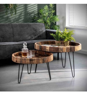 "Reclaim Wood Nesting Table Set, 24 (D)x16 in, 31.5 (D)x 17"
