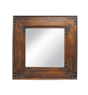 "Teak Wooden Mirror, Mirror Size 17.85X17.85 In, Last Chance"