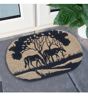 "Riverside Horse Round Coir Doormat, Natural, PVC Tufted"