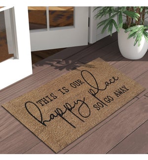 "Coir Doormat ""This Is Our Happy Place So Go Away"", Natural,"