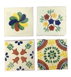 Coaster/Tiles Green Floral Set/4