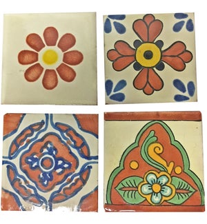 Coaster/Tiles Rust Floral Set/4