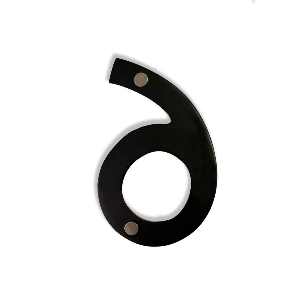 "Magnetic Aluminum House Number #6, 4 in, Black"