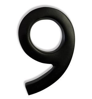 "Magnetic Aluminum House Number #9, 4 in, Black"