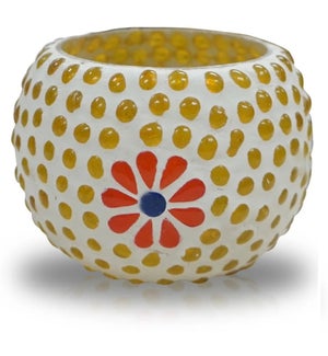 "Gb03B Candle Holder (4 Inch), Glass, Yellow Dots, 30% Off"