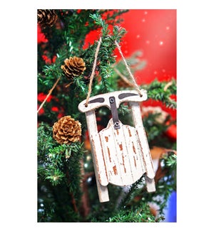 "Sled Ornament White, On Sale"