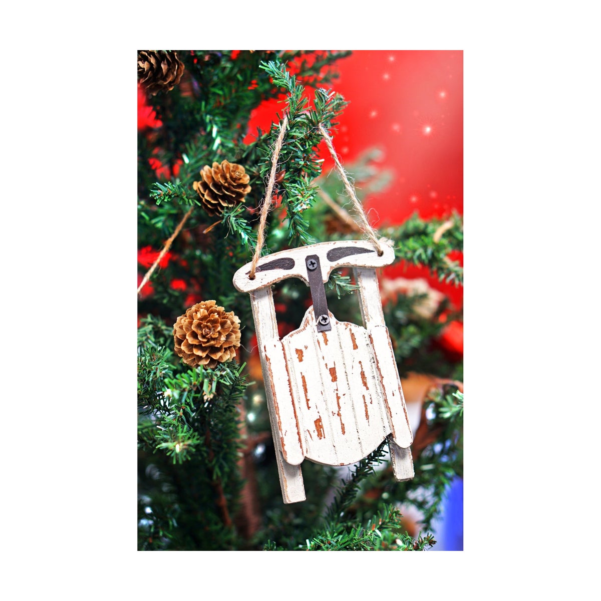 "Sled Ornament White, 30% Off"