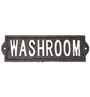 "~washroom~ sign, wt scrpt"