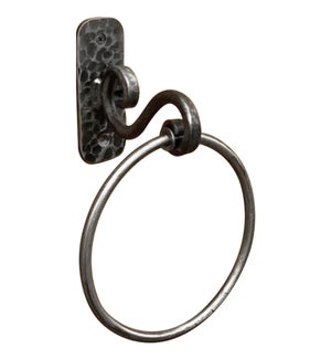 "Forged Hand Made Towel Ring, Antique Metal"