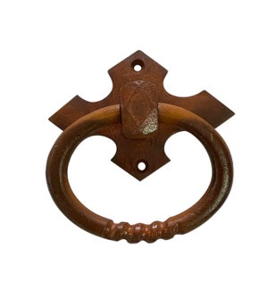 "Medieval Ring Pull Door Knocker, Iron,Rustic Lacquer"