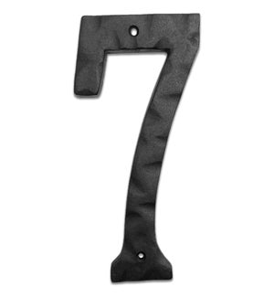 "Matte Black Hammer Tone Cast Iron House Number, 6 inch, #7"