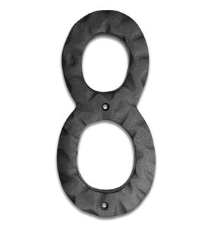 "Matte Black Hammer Tone Cast Iron House Number, 6 inch, #8"