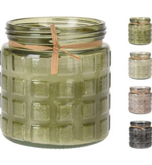 "Citronella Candle In Glass Jar, Ass.:4 Colours"