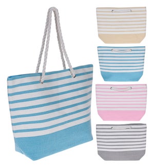"Striped Beach Bag, 4Asst, Size 52X38X1"