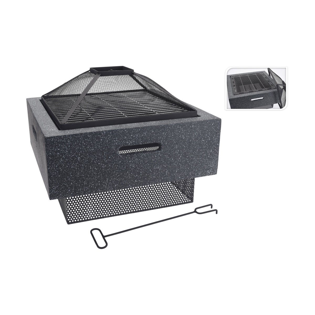 Fire Bowl Square Mgo Body With BBQ Rac