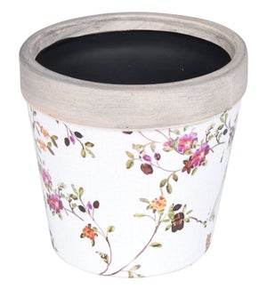 "Floral Flower Pot Ceramic, Medium, Last Chance"