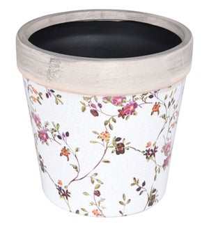 "Floral Flower Pot Ceramic, Large, Last Chance"