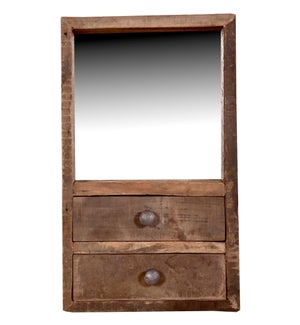 Wall Mounted Mirror With 2 Wooden Drawer