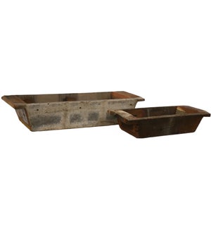 Straight Walled Vintage Wooden Bowl / Planter