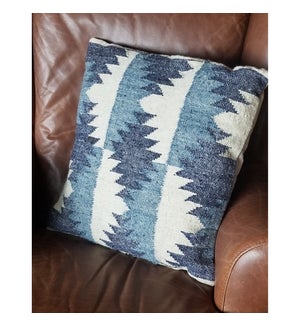 "CUS-NVC11 Hand Woven Wool Cushion, 17.7x17.7in, Blue"