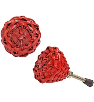 "Woven Knot Knob, Red, Bamboo, 50% Off"