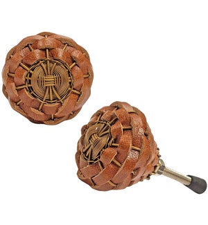 "Leather Look Woven Knob, 25% Off"