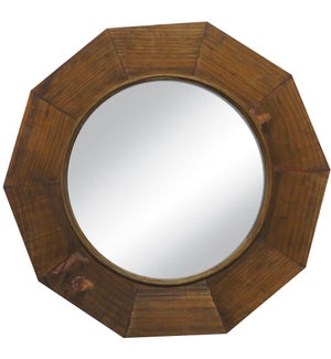 "Octagon Wooden Mirror, 21.7inch, Mirror: 13.4(D) in"